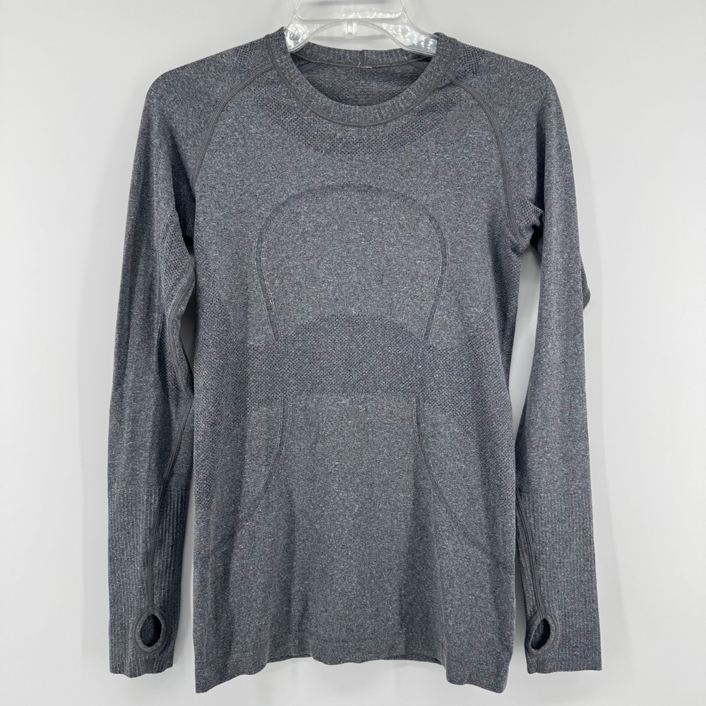 Lululemon Swiftly Tech Long Sleeve Crew Women 6 Gray Thumbhole Running Top